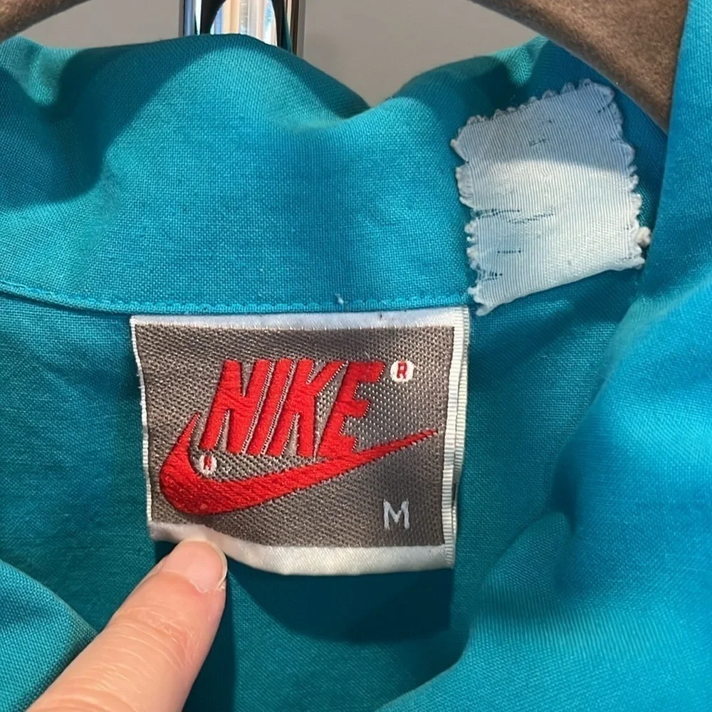 🕺🐠Vintage Nike Pro Club windbreaker half zip teal gray color block medium